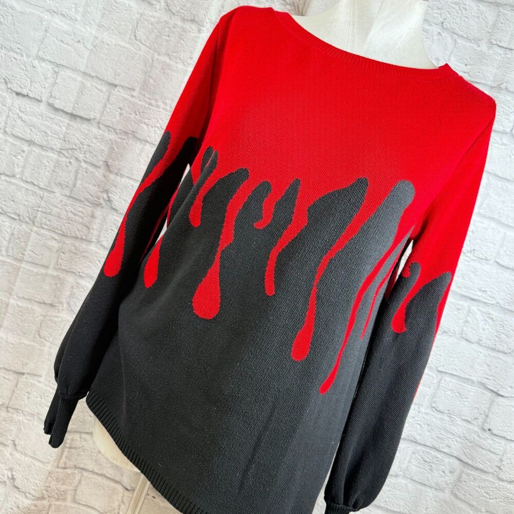 Elhoffer Design Dripping Blood Sweater Womens XL 2XL Halloween Made In USA